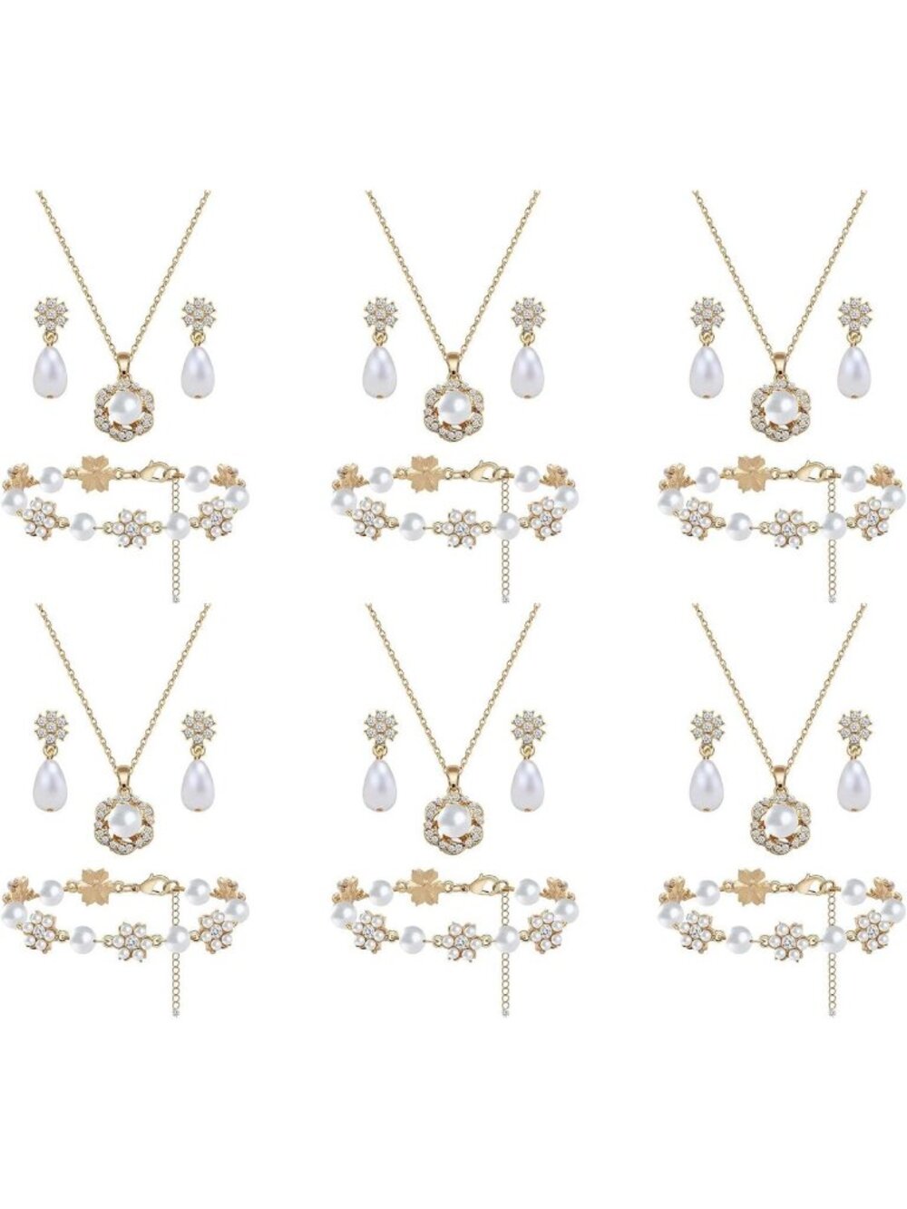Elegant Bridesmaid Jewelry Set - 18K Gold, Silver & Rose Gold Flower Pendant